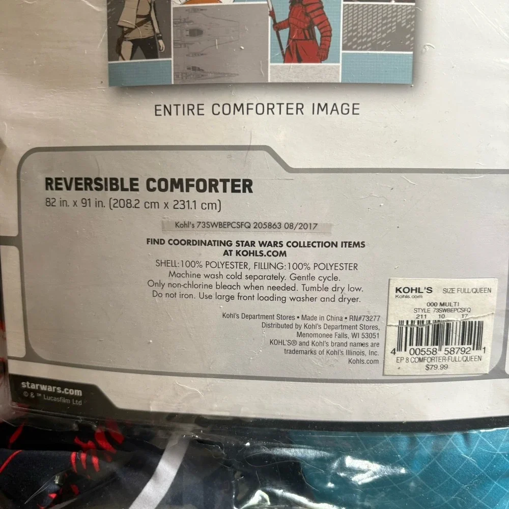 Disney Star Wars Full Queen Reversible Comforter Rey BB-8 Stormtrooper